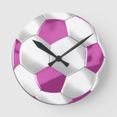 Roze en witte Voetbal Ronde Klok (Voorkant)