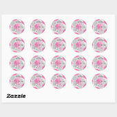 Roze en Witte Voetbal Ronde Sticker (Vel)