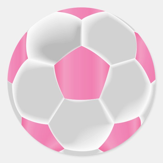Roze en witte Voetbal Ronde Sticker (Voorkant)