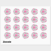Roze en witte Voetbal Ronde Sticker (Vel)