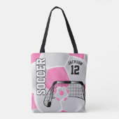 Roze en witte Voetbal Tote Bag (Achterkant)
