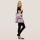 Roze en witte Voetbal Tote Bag (Op model)