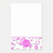 roze en witte voetballen girale sport post-it® notes (Voorkant)