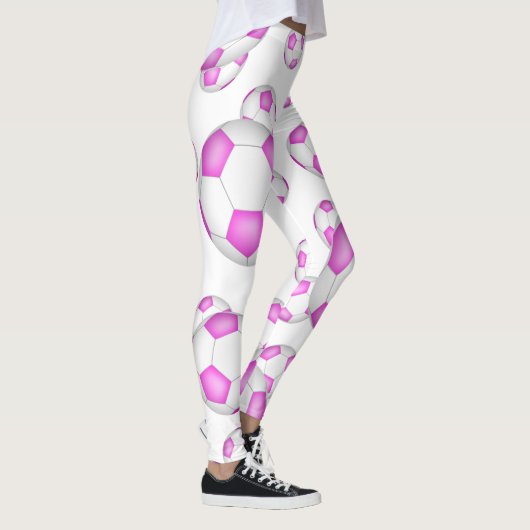 Roze en witte voetballen patroon leggings (Rechts)