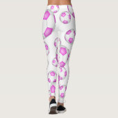 Roze en witte voetballen patroon leggings (Achterkant)