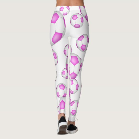 Roze en witte voetballen patroon leggings (Achterkant)