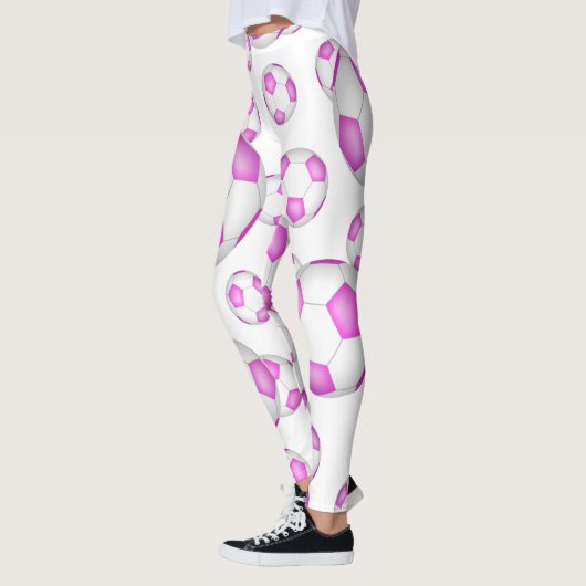 Roze en witte voetballen patroon leggings (Links)