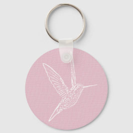 Roze en witte vogel sleutelhanger
