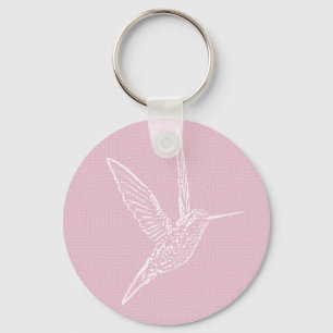 Roze en witte vogel sleutelhanger