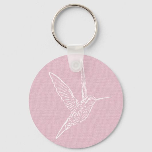 Roze en witte vogel sleutelhanger (Voorkant)