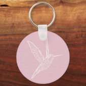 Roze en witte vogel sleutelhanger (Voorkant)