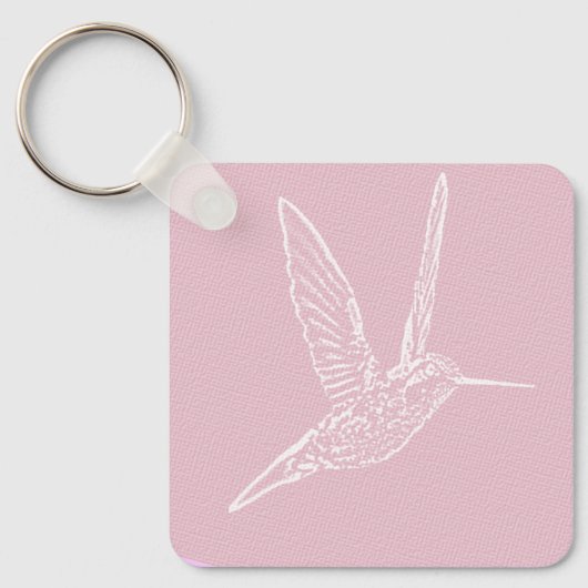 Roze en witte vogel sleutelhanger (Voorkant)