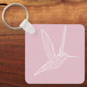 Roze en witte vogel sleutelhanger (Voorkant)