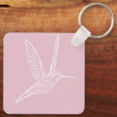 Roze en witte vogel sleutelhanger (Achterkant)