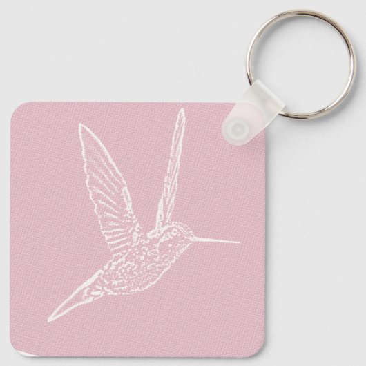 Roze en witte vogel sleutelhanger (Achterkant)