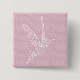 Roze en witte vogel vierkante button 5,1 cm