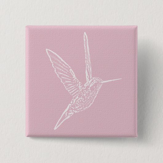 Roze en witte vogel vierkante button 5,1 cm (Voorkant)