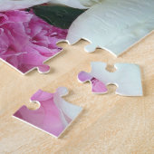 Roze en witte volkbloemen legpuzzel (Zijkant)