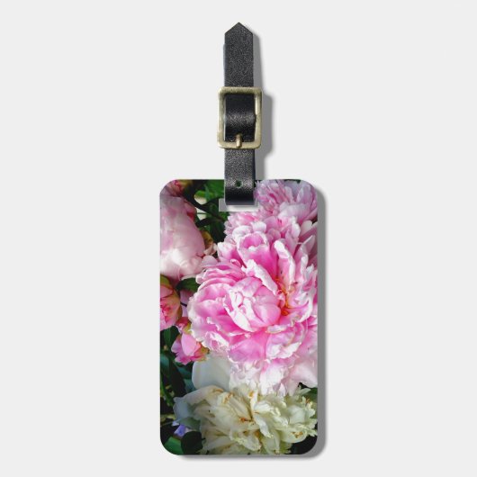 Roze en witte volken bagagelabel (Voorkant verticaal)