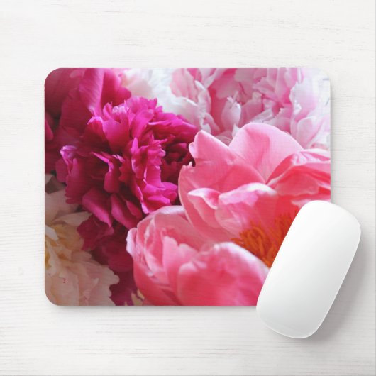 Roze en witte volken in Bloom - Mousepad Muismat (Met muis)