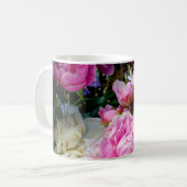 Roze en witte volken koffiemok (Voorkant links)