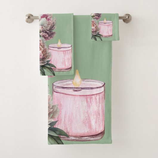 Roze en witte  volken op de set handdoeken (Insitu)