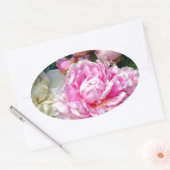 Roze en witte volken ovale sticker (Envelop)