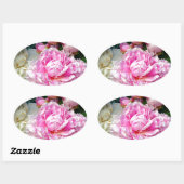 Roze en witte volken ovale sticker (Vel)
