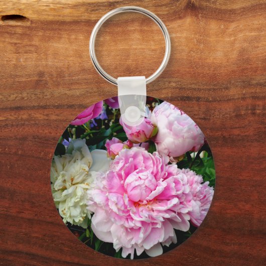 Roze en witte volken sleutelhanger (Voorkant)