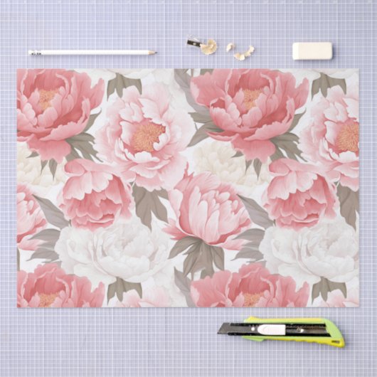 Roze en witte volken tissuepapier (Craft)