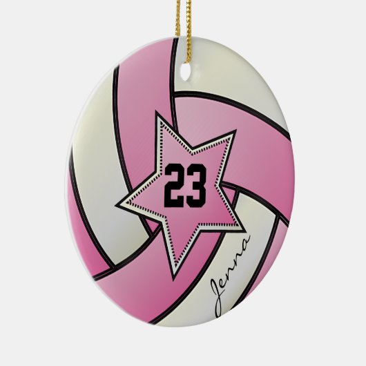 Roze en witte volleybal keramisch ornament (Rechts)