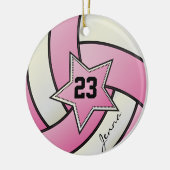 Roze en witte volleybal keramisch ornament (Links)