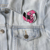 roze en witte volleybal ronde button 5,7 cm (In situ)