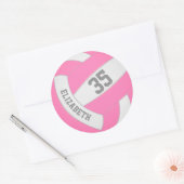 roze en witte volleybal ronde sticker (Envelop)