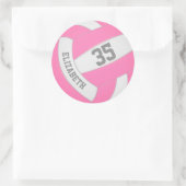 roze en witte volleybal ronde sticker (Tas)