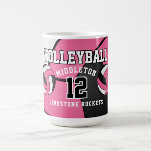 Roze en Witte Volleybal Sport Koffiemok