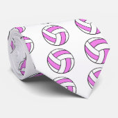 roze en witte volleybal stropdas (Opgerold)
