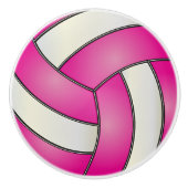 Roze en witte 🏐 Volleyball Keramische Knop (Voorkant)