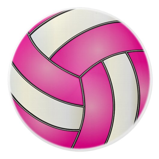 Roze en witte 🏐 Volleyball Keramische Knop (Voorkant)