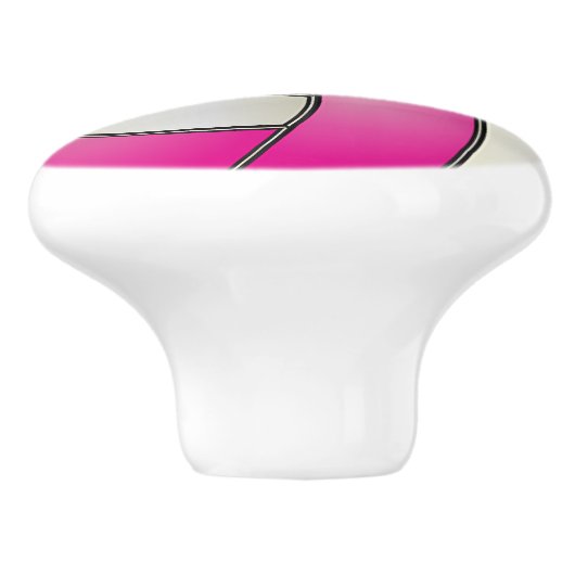 Roze en witte 🏐 Volleyball Keramische Knop (Zijkant)