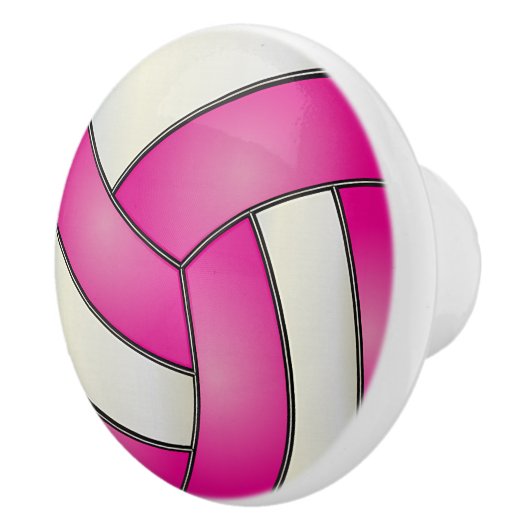 Roze en witte 🏐 Volleyball Keramische Knop (Rechts)