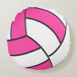 Roze en Witte volleybalpiloot met naam, nummer Rond Kussen