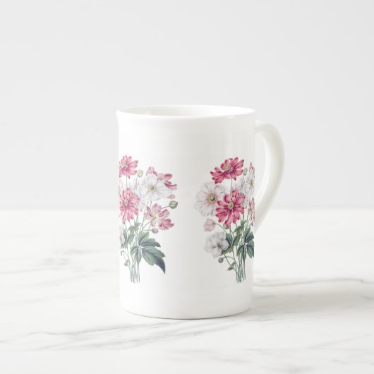 Roze en witte voorbloem Botanische bot China Mok (Voorkant rechts)