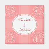 Roze en witte vormgeving magneet (Voorkant)