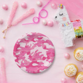 Roze en witte vormgeving papieren bordje (Feest)