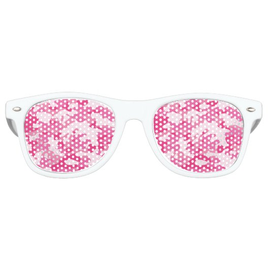 Roze en witte vormgeving retro zonnebril (Voorkant)