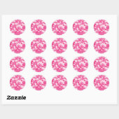 Roze en witte vormgeving ronde sticker (Vel)