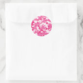 Roze en witte vormgeving ronde sticker (Tas)