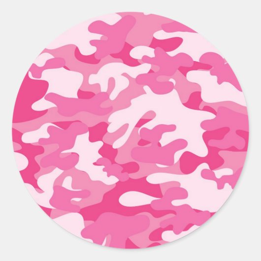 Roze en witte vormgeving ronde sticker (Voorkant)