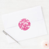 Roze en witte vormgeving ronde sticker (Envelop)
